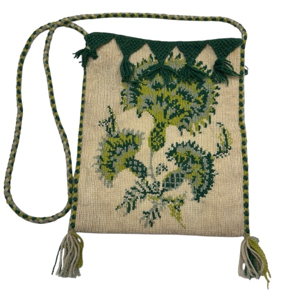 Vintage Greek Handwoven Tagari Shoulder Bag Crossbody Tote Boho Hippie 100% Wool - Picture 1 of 12